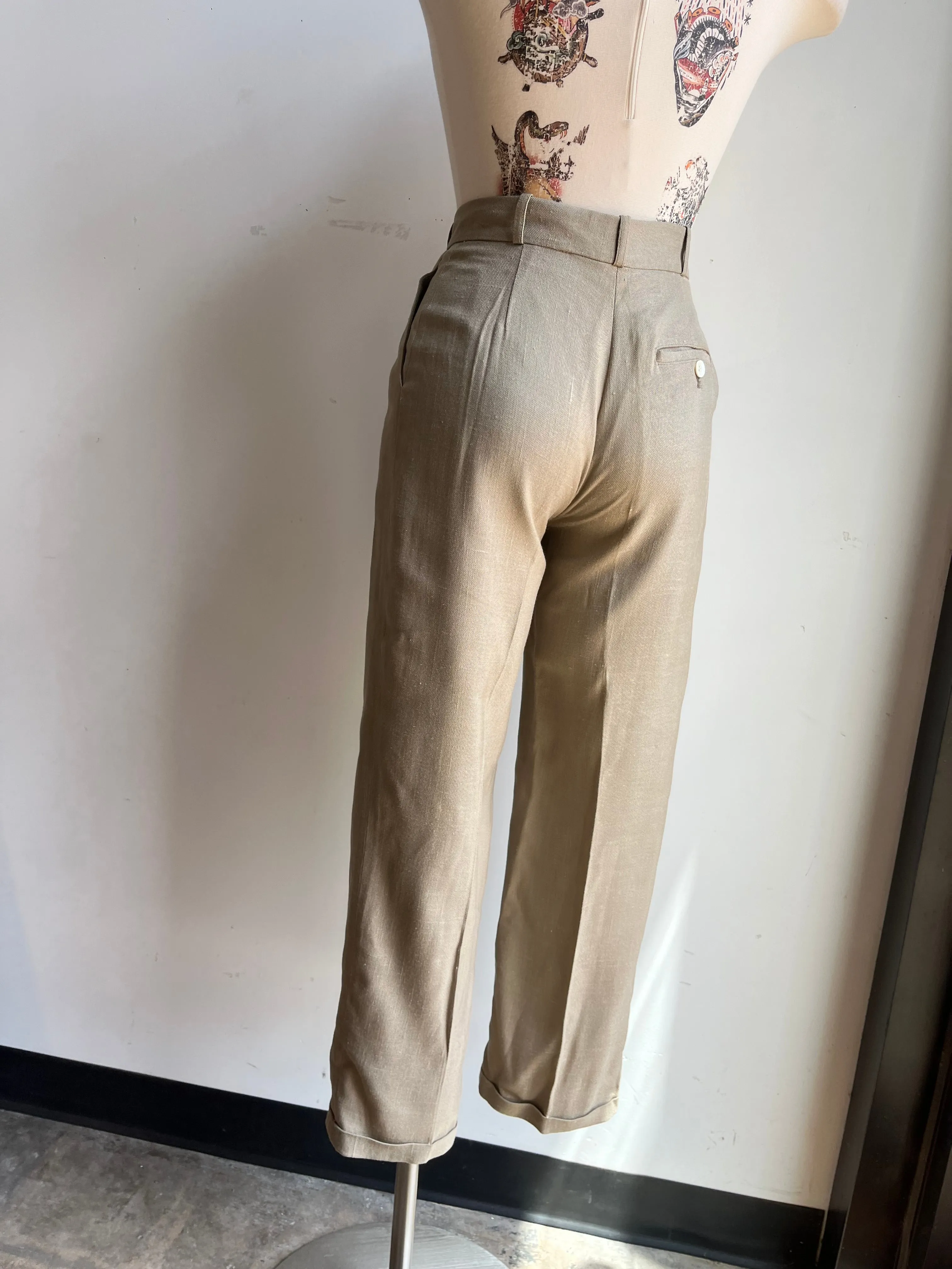 80s Rayon High Waist Trousers