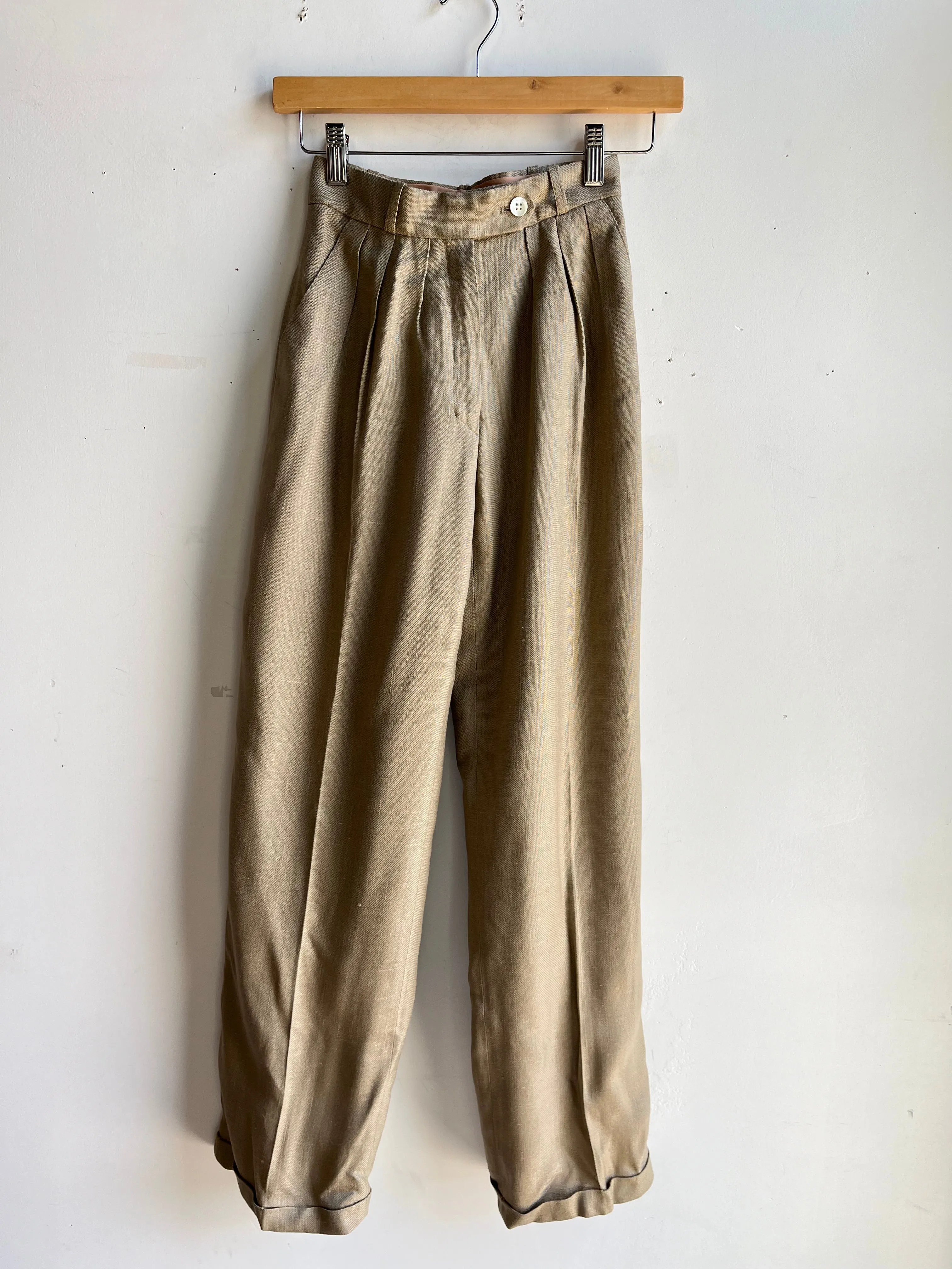80s Rayon High Waist Trousers