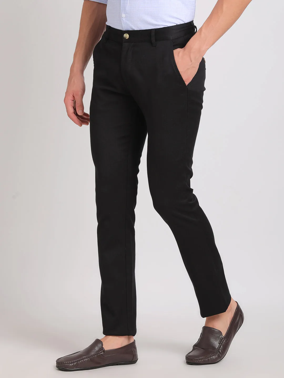 Ankle-Length Cotton Chinos for Men's Casual Cool with Adjustable waist band.