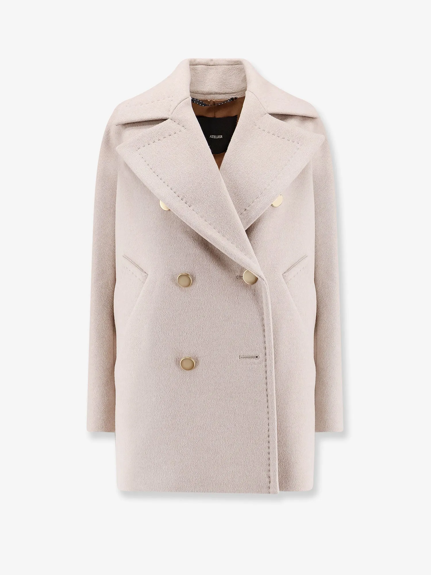 Berta cashmere peacoat with gold metal buttons