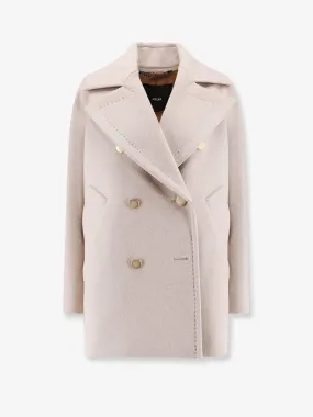Berta cashmere peacoat with gold metal buttons