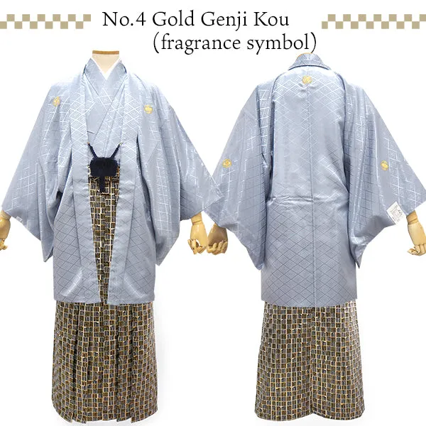 Men's Formal Kimono, Haori, and Hakama 3-Piece Set ＜Gray Haori＞
