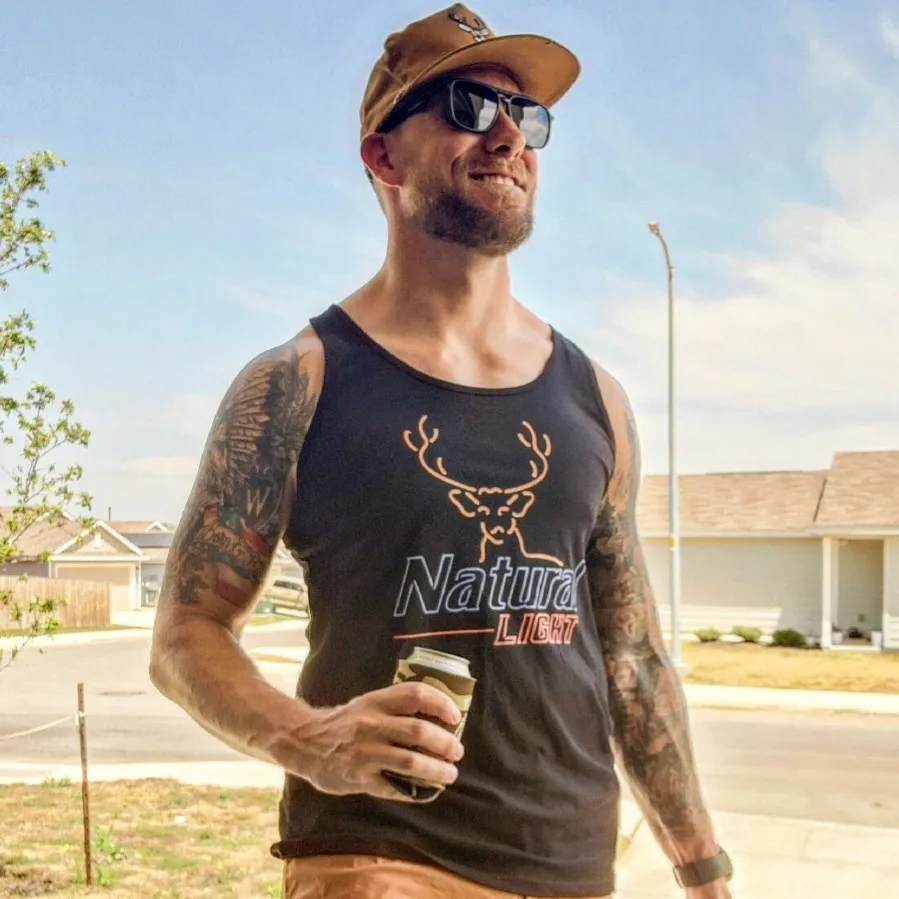 Natural Light Neon Deer Tank Top