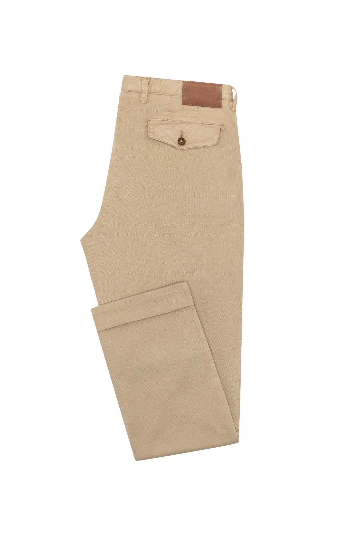 Olimpias Cotton Khaki Garment Dyed Stretch Fine Twill