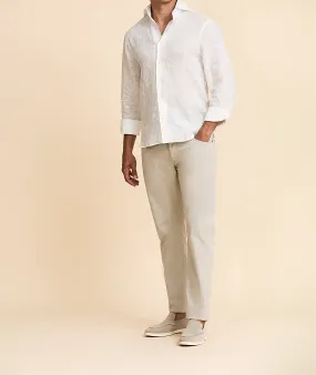 Olimpias Cotton Oatmeal Garment Dyed Stretch Fine Twill