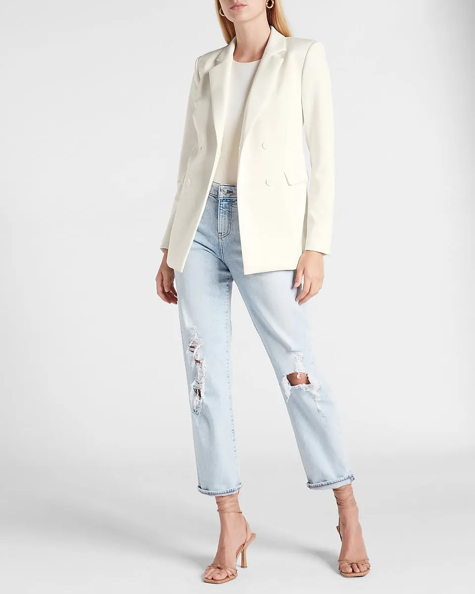 Supersoft Double Knit Double Breasted Blazer in Swan