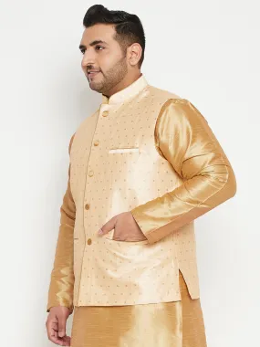 VASTRAMAY Gold Zari Weaved Nehru Jacket