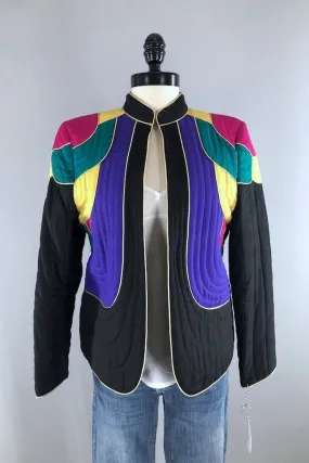 Vintage Color Block Silk Jacket